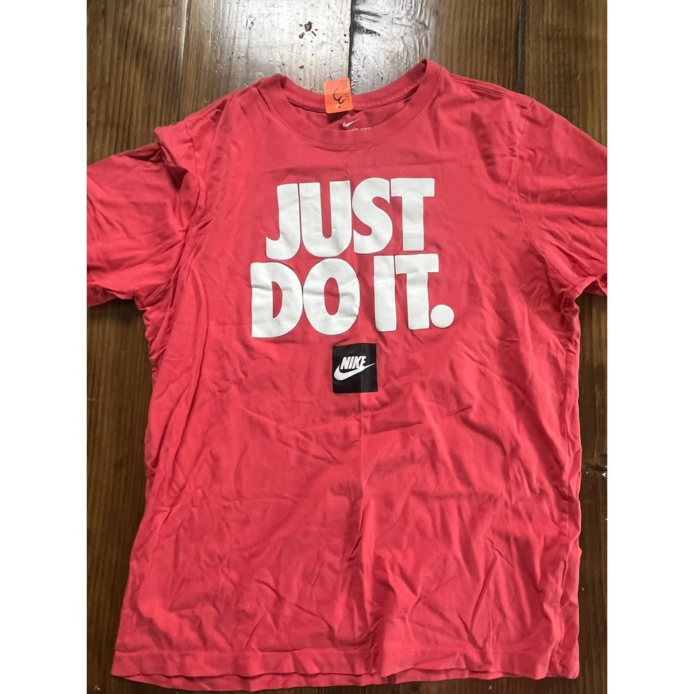 Nike Just Do It Graphic T-Shirt Mens Large Red Pink Short Sleeve Crew Neck Tee